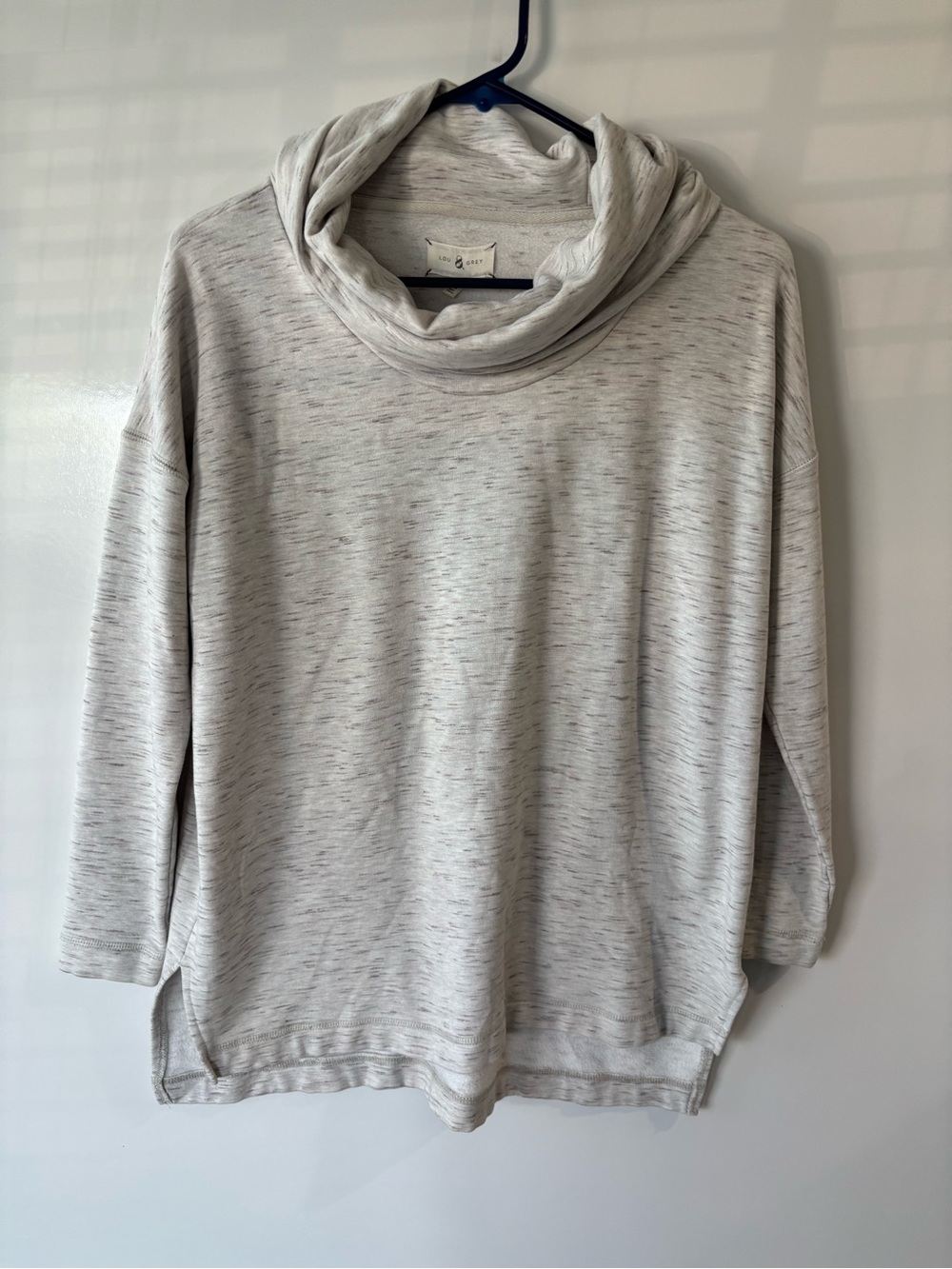 Lou & Grey Heathered Cream Cowl Neck Sweater